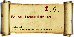 Pakot Immakuláta névjegykártya